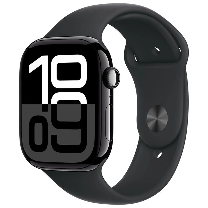 Apple Watch 10 42mm GPS + Cellular Cassa in alluminio Jet Black con Cinturino Sport nero - S-M