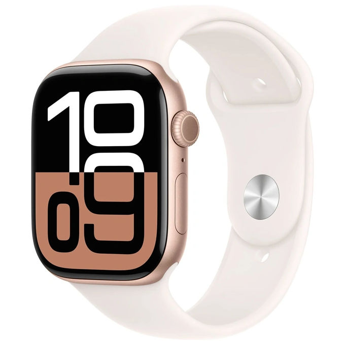 Image of Apple Watch 10 42mm GPS Cassa in alluminio oro rosa con Cinturino Sport rosa fard - S-M
