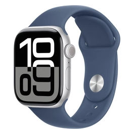 Watch 10 42mm GPS + Cellular Cassa in alluminio color argento con Cinturino Sport denim - M/L