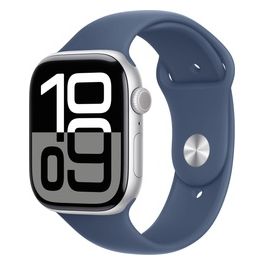 Watch 10 46mm GPS Cassa in alluminio color argento con Cinturino Sport denim - M/L