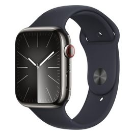 Apple Watch 9 41mm GPS + Cellular Cassa in Acciaio Inossidabile Grafite e Cinturino Sport Mezzanotte M/L