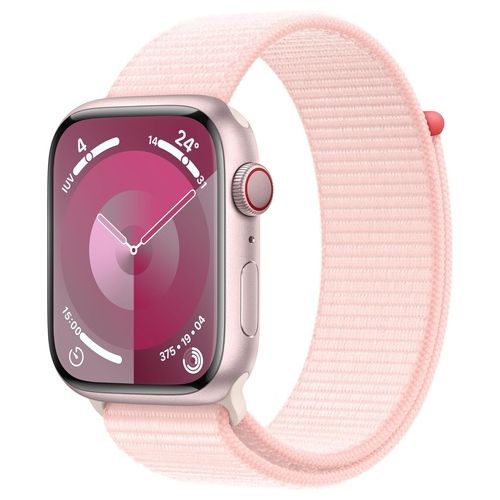 Apple Watch 9 41mm GPS + Cellular Cassa in Alluminio Rosa e Sport Loop Rosa Confetto