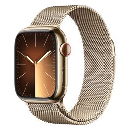 Apple Watch 9 45mm GPS + Cellular Cassa in Acciaio Inossidabile Oro e Loop in Maglia Milanese Oro
