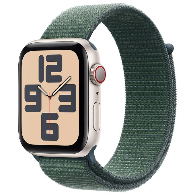 Apple Watch SE 40mm GPS + Cellular Cassa in alluminio galassia con Sport Loop verde lago