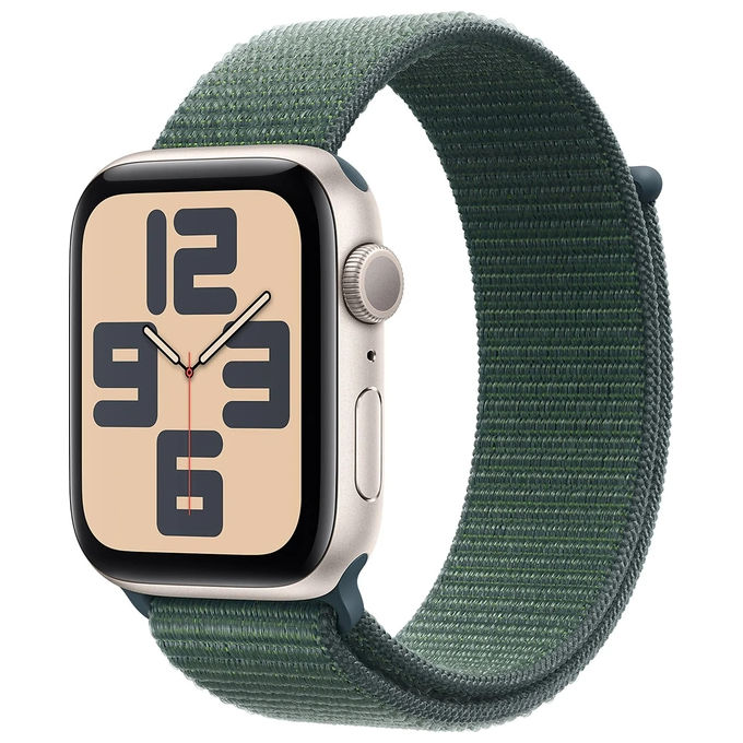 Image of Apple Watch SE 40mm GPS Cassa in alluminio galassia con Sport Loop verde lago
