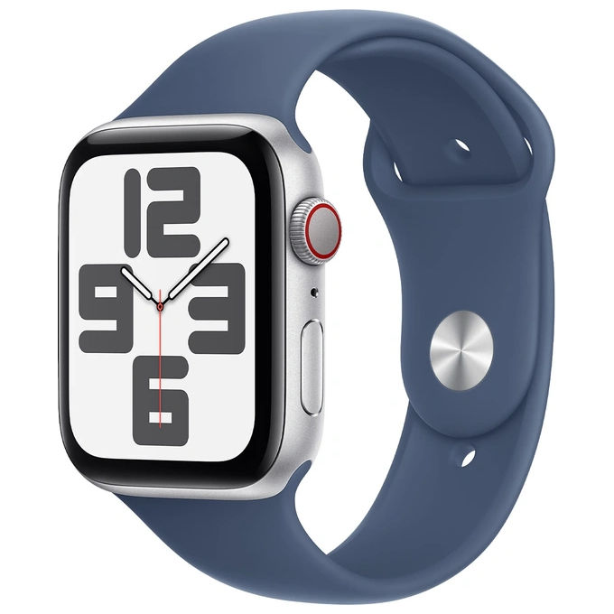 Apple Watch SE 40mm GPS + Cellular Cassa in alluminio color argento con Cinturino Sport denim - M-L