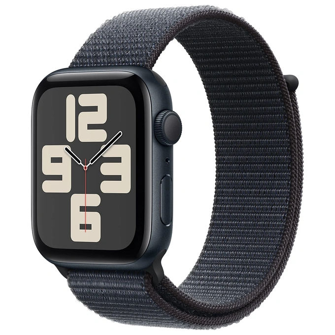 Image of Apple Watch SE 44mm GPS Cassa in alluminio mezzanotte con Sport Loop inchiostro