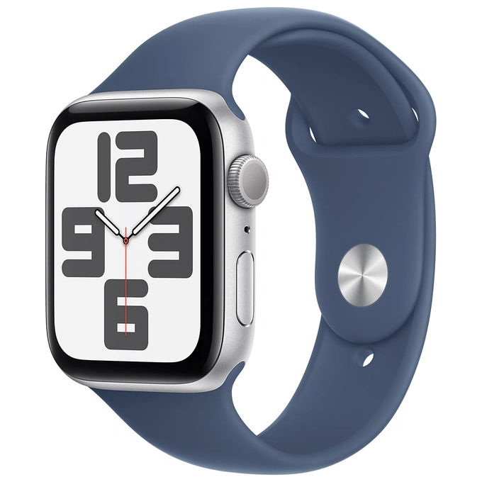 Apple Watch SE 44mm GPS Cassa in alluminio color argento con Cinturino Sport denim - S-M
