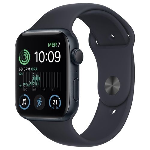 Apple Watch SE 44mm GPS Cassa Mezzanotte in Alluminio e Cinturino Sport Mezzanotte Regular