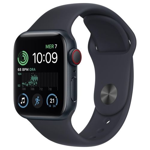 Apple Watch SE 40mm GPS + Cellular Cassa Mezzanotte in Alluminio Cinturino Sport Mezzanotte Regular