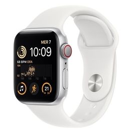 Apple Watch SE 40mm GPS + Cellular Cassa in Alluminio color Argento con Cinturino Sport Bianco