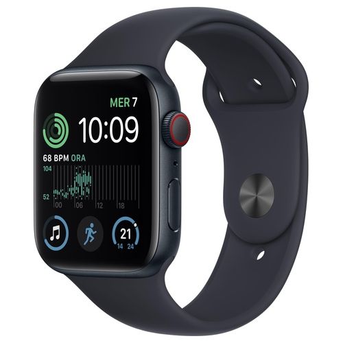 Apple Watch SE 44mm GPS + Cellular Cassa in Alluminio Color Mezzanotte e Cinturino Sport Mezzanotte Italia