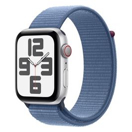 Apple Watch SE 44mm GPS + Cellular Cassa in Alluminio Argento e Sport Loop Blu Inverno