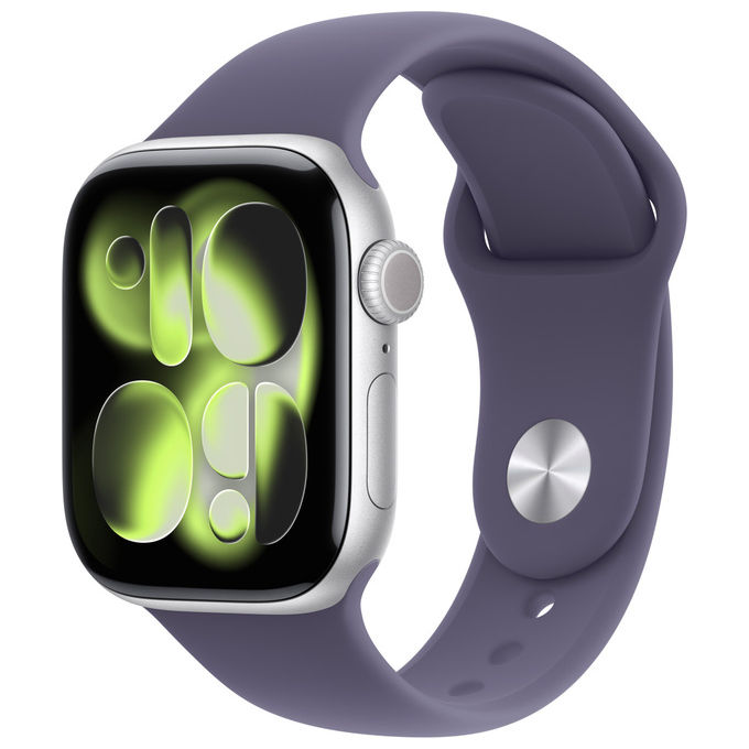 Apple Watch Series 11 GPS 42mm Cassa Alluminio Argento con Sport Band Viola Nebbia - M/L