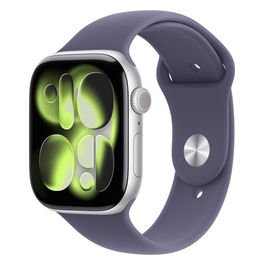 Apple, Watch Series 11 GPS + Cellular 46mm, Argento, Alluminio, Sport Band Viola Nebbia