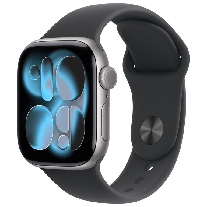 Apple watch series 11 gps + cellular 5g 42mm cassa alluminio grigio siderale con sport band nero - s/m
