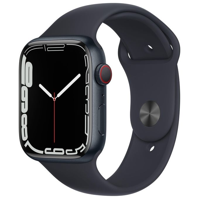 Apple Watch Series 7 GPS e Cellular Cassa 45mm in Alluminio Color Mezzanotte con Cinturino Sport Col