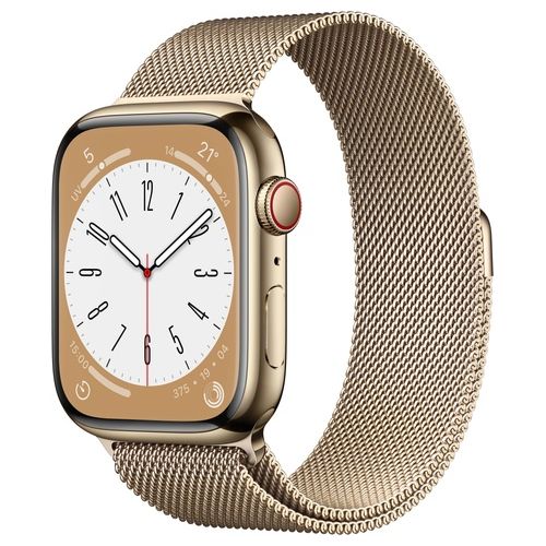 Apple Watch 8 45mm GPS + Cellular Cassa Oro in acciaio cinturino Loop Milanese Oro