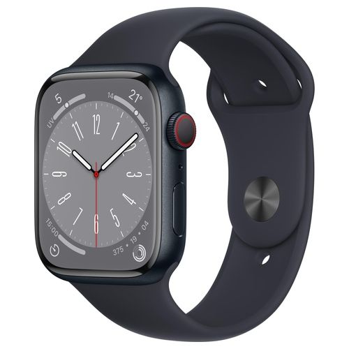 Apple Watch 8 45mm GPS + Cellular Cassa Mezzanotte in alluminio cinturino Sport Mezzanotte Regular