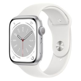 Apple Watch 8 45mm GPS Cassa in Alluminio color Argento con Cinturino Sport Bianco