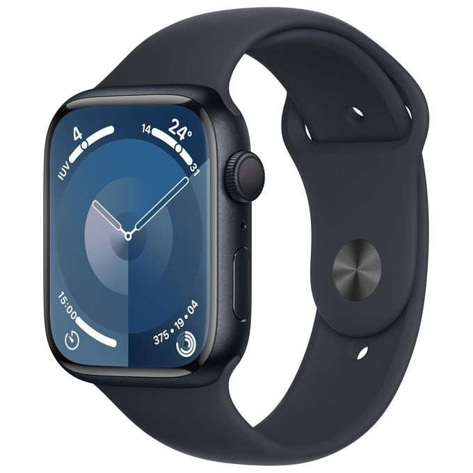 Apple MR9A3QL-A Watch Series 9 Smartwatch GPS 45mm Alluminio Always-On Display Chip S9 Cinturino Sport M-L colore Mezzanotte