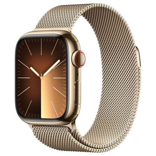 Apple Watch 9 41mm GPS + Cellular Cassa in Acciaio Inossidabile Oro e Loop in Maglia Milanese Oro