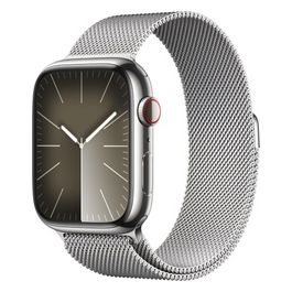Watch 9 45mm GPS + Cellular Cassa in Acciaio Inossidabile Argento e Loop in Maglia Milanese Argento Italia