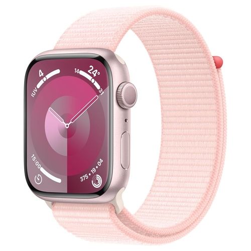 Apple Watch 9 45mm GPS Cassa in alluminio rosa con cinturino Sport Loop rosa confetto Italia