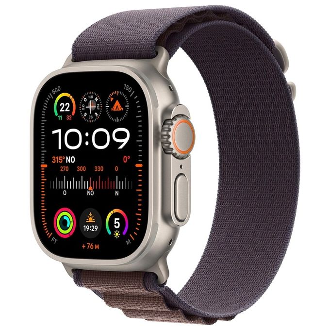 Apple Watch Ultra 2 49mm GPS + Cellular Cassa in Titanio e Alpine Loop Indaco Large