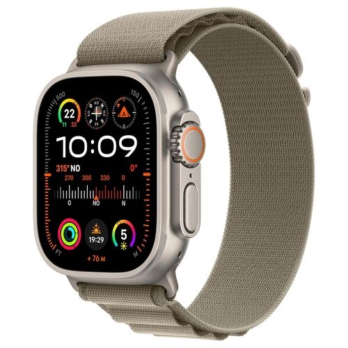 Apple Watch Ultra 2 49mm GPS + Cellular Cassa in Titanio e Alpine Loop Oliva Medium