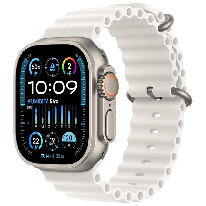 Apple Watch Ultra 2 49mm GPS + Cellular Cassa in Titanio e Cinturino Ocean Bianco