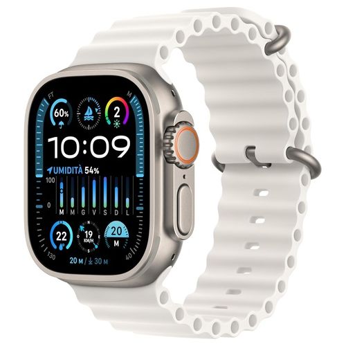Apple Watch Ultra 2 49mm GPS + Cellular Cassa in Titanio e Cinturino Ocean Bianco