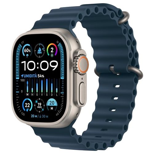 Apple Watch Ultra 2 49mm GPS + Cellular Cassa in Titanio con Cinturino Ocean Blu Italia