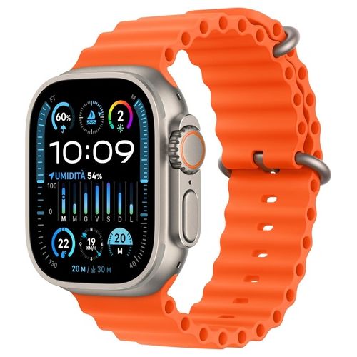 Apple Watch Ultra 2 49mm GPS + Cellular Cassa in Titanio e Cinturino Ocean Arancione
