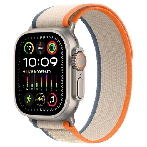 Apple Watch Ultra 2 49mm GPS + Cellular Cassa in Titanio e Trail Loop Arancione/Beige M/L