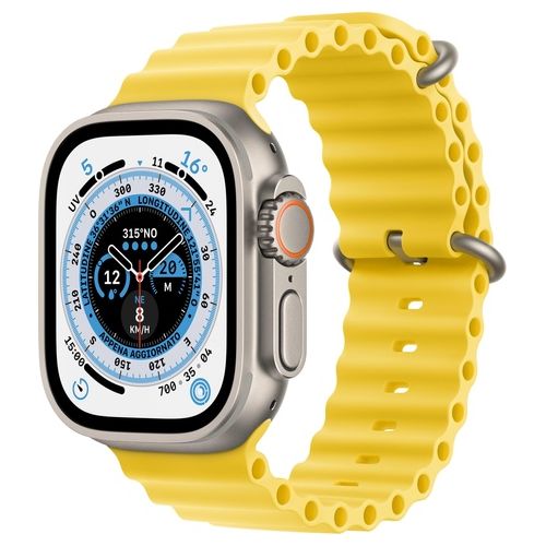 Apple Watch Ultra 49mm GPS + Cellular Cassa in Titanio e Cinturino Ocean Giallo
