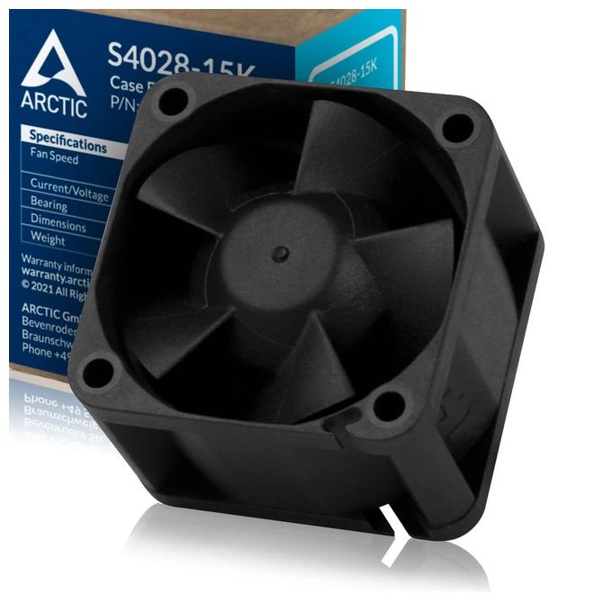 ARCTIC S4028-15K - Ventola per server PC 40x40x28 mm con doppio cuscinetto a sfera 1400-15000 RPM PWM regolata connettore a 4 pin 12 V DC - Nero