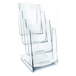 70A64 Portadepliant Modulare Multipla per Banco o Parete in Plastica Trasparente Formato 1/3 A4