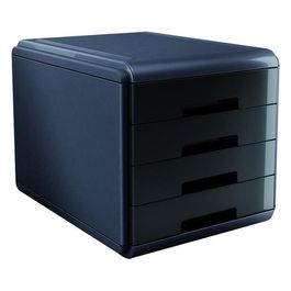 ARDA Cassettiera da Tavolo con 4 Cassetti Colore nero (corpo Grigio)- Misure 29,5x38,5x28,2 cm