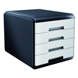 ARDA Cassettiera da Tavolo con 4 Cassetti Colore Bianco corpo Grigio Misure 29,5x38,5x28,2 cm