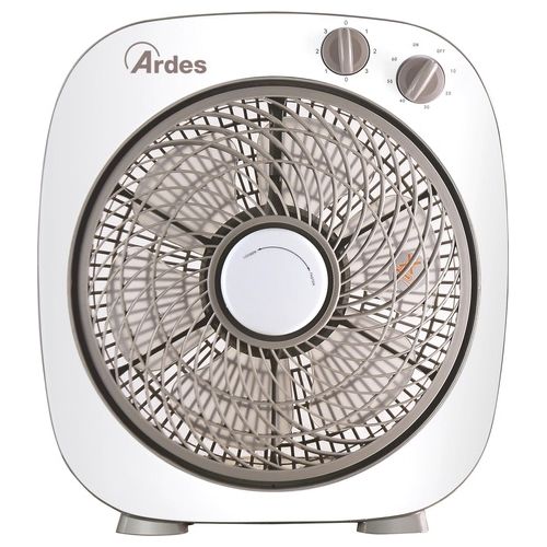 Ardes AR5B29 Ventilatore Box Piano 29, 3 velocità di Rotazione, Timer, Griglia Rotante, Bianco, Pala 30cm