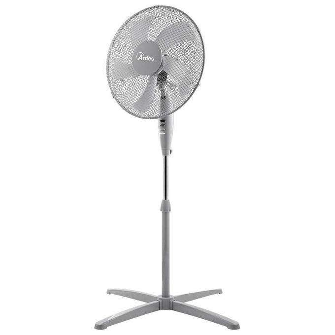 Ardes Ventilatore a Piantana 40cm H125 3 Velocita' Steelo Grigio con Base Croce per Climatizzazione e Comfort