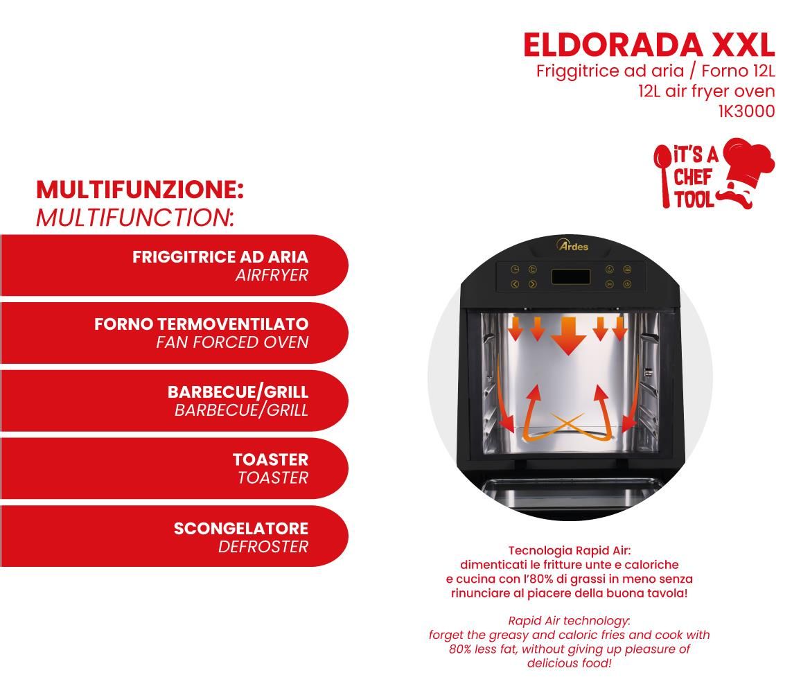 Ardes ELDORADA XXL Friggitrice ad Aria 1500W 12 Litri | Yeppon