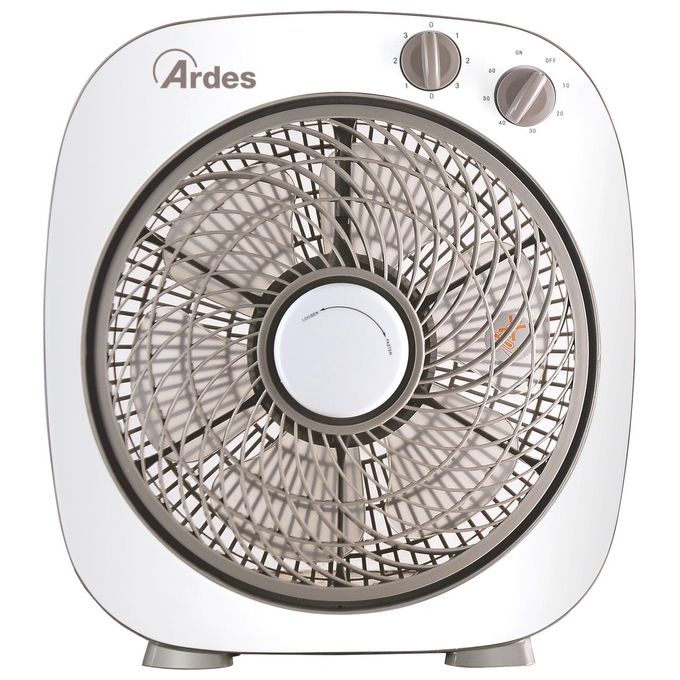 Ardes Floor 26 Ventilatore 3 Velocita' di Rotazione Timer Griglia Rotante Bianco e Grigio