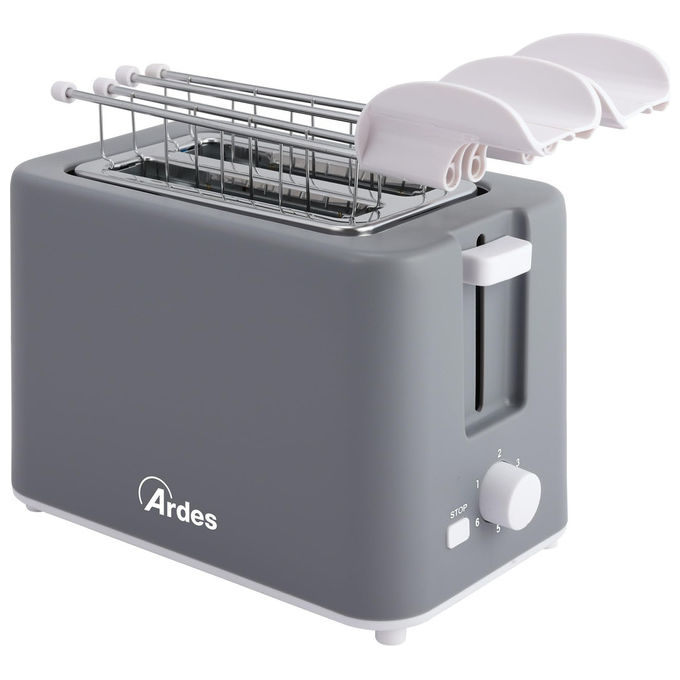 Tostapane ARDES TOSTO CUBE, Potenza 700 W, Numero di fessure per tostare 2, Livelli tostatura 6 , Sistema sollevamento, Raccoglitore briciole, Grigio