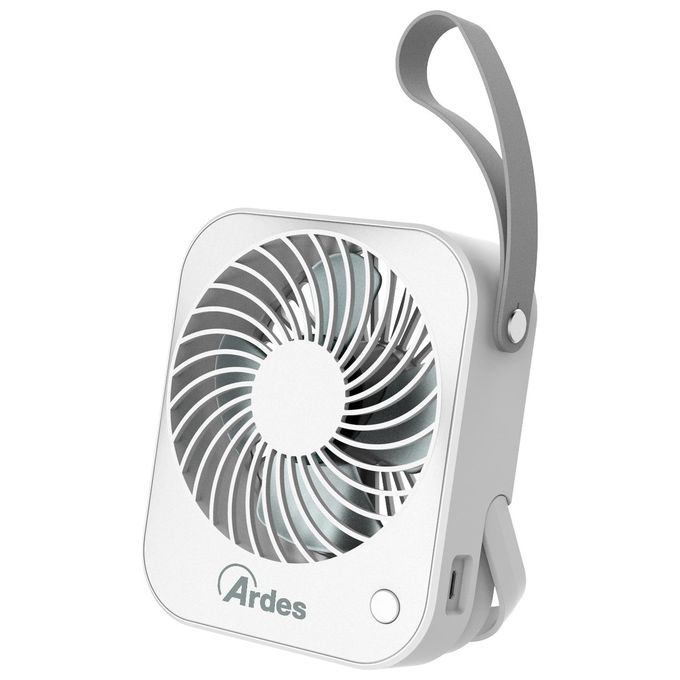 Ardes AR5F03BT Tauro Mini Ventilatore da Tavolo Portatile 10 cm 3 Velocita' Batteria 2000 mAh USB colore Grigio Bianco