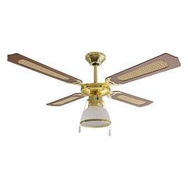 Ventilatore da Soffitto 107cm con 4 pale in Legno e Comando a Corda per un Raffrescamento Efficace