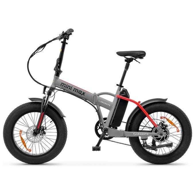 Argento Mini Max Foldable E-Bike Fatbike Pieghevole Red Black