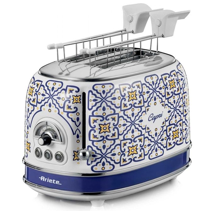 Image of Ariete 00C01550CAR0 Capri Tostapane con Pinze 2 Fette Potenza 210 Watt con 6 Livelli di Doratura e Vassoio Raccogli Briciole