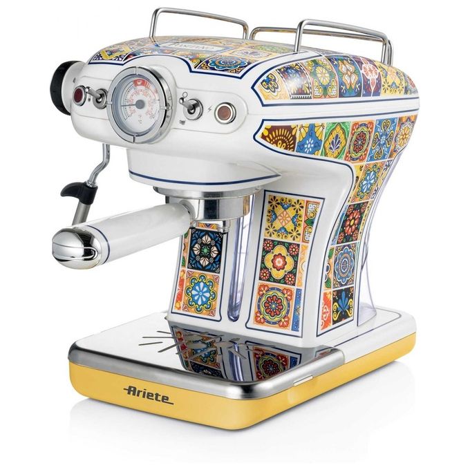 Ariete 00M13891PAR0 Macchina Caffe' Cialde e Caffé Macinato in Polvere Espresso Manuale con Erogatore di Vapore 1 o 2 Tazze Estetica Positano